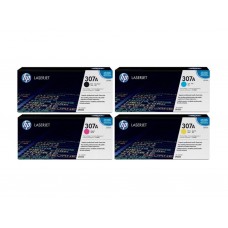 Set Cartuse Toner Original HP (307A) 1x CE740A Negru, 1x CE741A Cyan, 1x CE743A Magenta, 1x CE742A Galben, 28900 pagini si stick USB