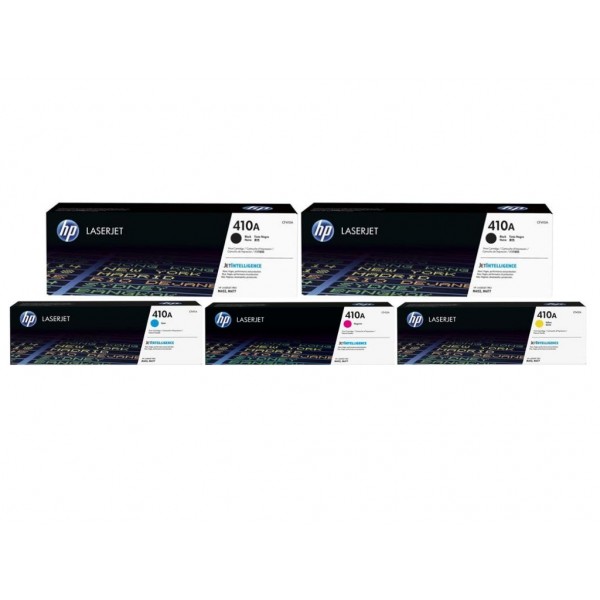 Set Cartuse Toner Original HP (410A) 2x CF410A Negru, 1x CF411A Cyan, 1x CF413A Magenta, 1x CF412A Galben, 11500 pagini si stick USB