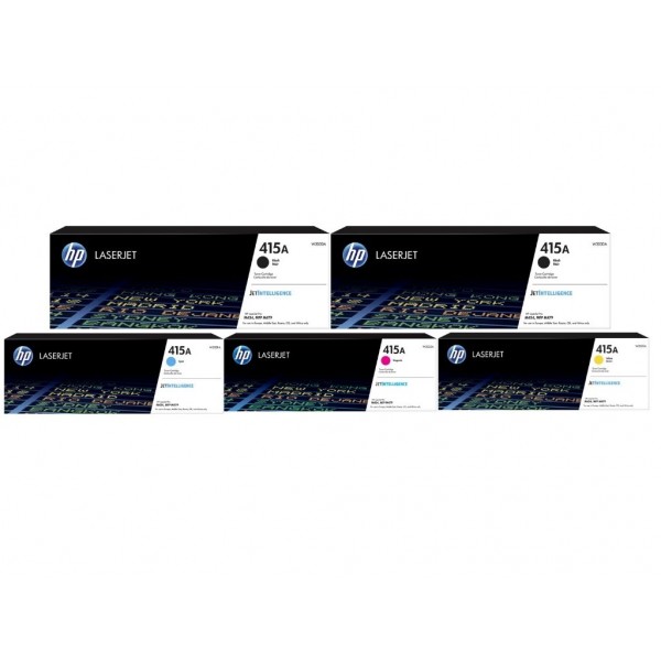 Set Cartuse Toner Original HP (415A) 2x W2030A Negru, 1x W2031A Cyan, 1x W2033A Magenta, 1x W2032A Galben, 11100 pagini si stick USB