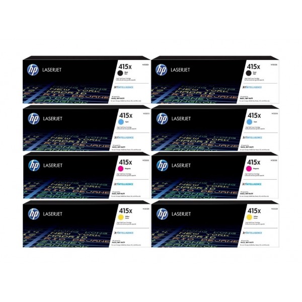 Set Cartuse Toner Original HP (415X) 2x W2030X Negru, 2x W2031X Cyan, 2x W2033X Magenta, 2x W2032X Galben, 51000 pagini si stick USB