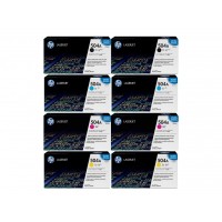 Set Cartuse Toner Original HP (504A) 2x CE250A Negru, 2x CE251A Cyan, 2x CE253A Magenta, 2x CE252A Galben, 52000 pagini si stick USB