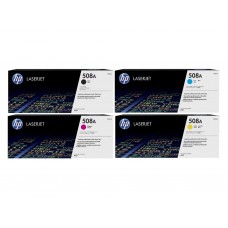 Set Cartuse Toner Original HP (508A) 1x CF360A Negru, 1x CF361A Cyan, 1x CF363A Magenta, 1x CF362A Galben, 21000 pagini si stick USB