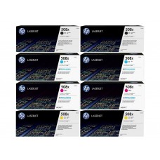 Set Cartuse Toner Original HP (508X) 2x CF360X Negru, 2x CF361X Cyan, 2x CF363X Magenta, 2x CF362X Galben, 82000 pagini si stick USB