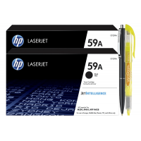 Set Cartus Toner Original HP59A, 2xCF259A Negru, 6000pagini + Pix Schneider si Textmarker Penac