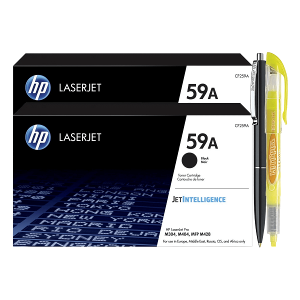 Set Cartus Toner Original HP59A, 2xCF259A Negru, 6000pagini + Pix Schneider si Textmarker Penac