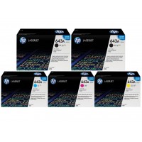 Set Cartuse Toner Original HP (643A) 2x Q5950A Negru, 1x Q5951A Cyan, 1x Q5953A Magenta, 1x Q5952A Galben, 52000 pagini si stick USB