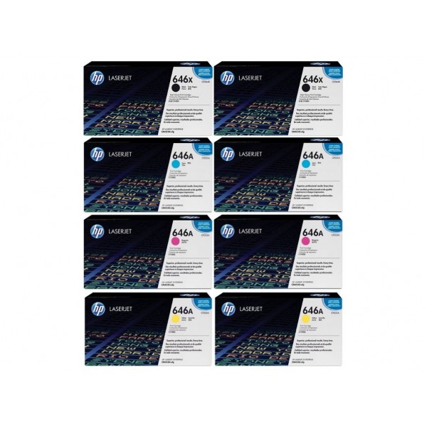 Set Cartuse Toner Original HP (646X/646A) 2x CE264X Negru, 2x CF031A Cyan, 2x CF033A Magenta, 2x CF032A Galben, 109000 pagini si stick USB