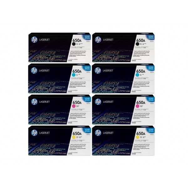 Set Cartuse Toner Original HP (650A) 2x CE270A Negru, 1x CE271A Cyan, 1x CE273A Magenta, 1x CE272A Galben, 72000 pagini si stick USB