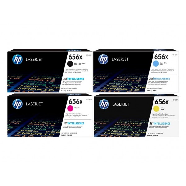 Set Cartuse Toner Original HP (656X) 1x CF460X Negru, 1x CF461X Cyan, 1x CF463X Magenta, 1x CF462X Galben, 93000 pagini si stick USB