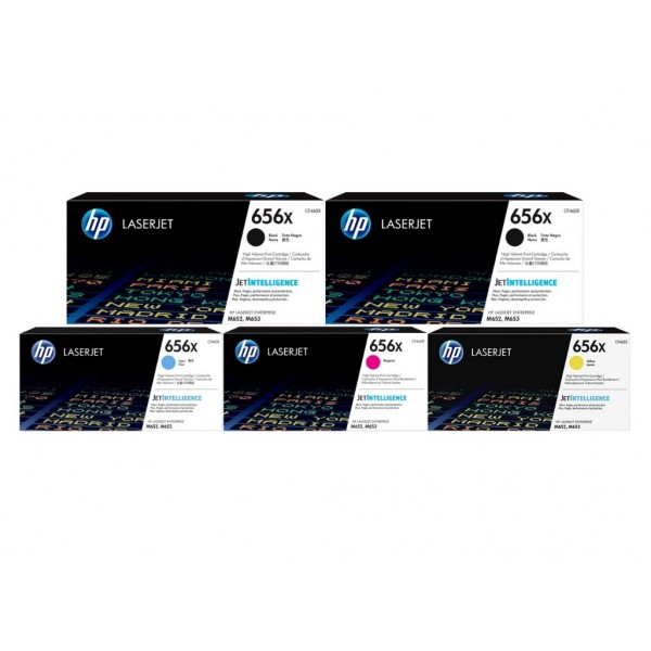Set Cartuse Toner Original HP (656X) 2x CF460X Negru, 1x CF461X Cyan, 1x CF463X Magenta, 1x CF462X Galben, 120000 pagini si stick USB