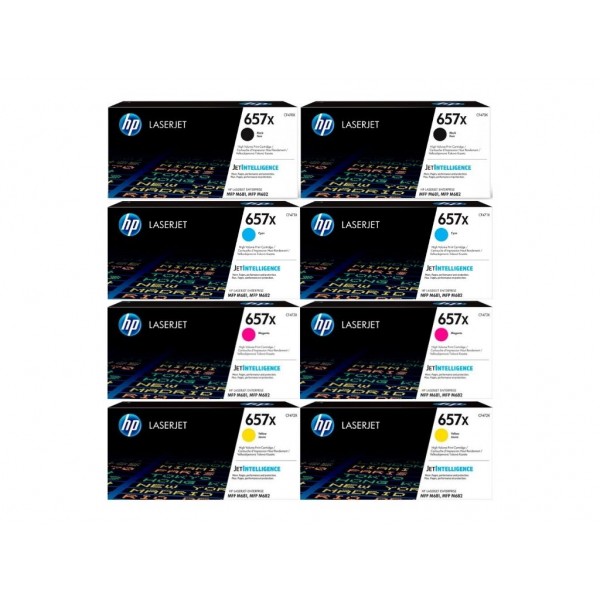 Set Cartuse Toner Original HP (657X) 2x CF470X Negru, 1x CF471X Cyan, 1x CF473X Magenta, 1x CF472X Galben, 125000 pagini si stick USB