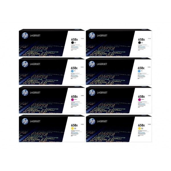 Set Cartuse Toner Original HP (658X) 2x W2000X Negru, 2x W2001X Cyan, 2x W2003X Magenta, 2x W2002X Galben, 234000 pagini si stick USB