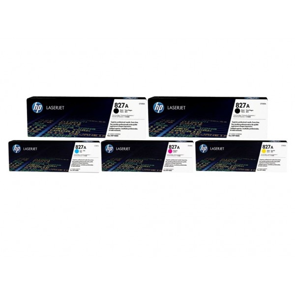 Set Cartuse Toner Original HP (827A) 2x CF300A Negru, 1x CF301A Cyan, 1x CF303A Magenta, 1x CF302A Galben, 155000 pagini si stick USB