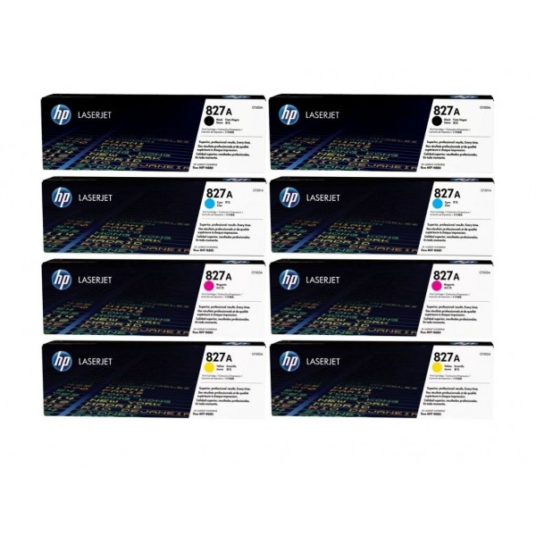Set Cartuse Toner Original HP (827A) 2x CF300A Negru, 1x CF301A Cyan, 1x CF303A Magenta, 1x CF302A Galben, 155000 pagini si stick USB