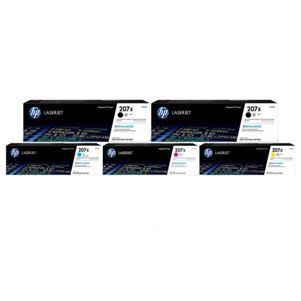 Set Cartuse Toner Original HP (207X) 2x W2210X Negru, 1x W2211X Cyan, 1x W2213X Magenta, 1x W2212X Galben, 13650 pagini si stick USB