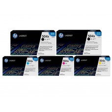 Set Cartuse Toner Original HP (504X/504A) 2x CE250X Negru, 1x CE251A Cyan, 1x CE253A Magenta, 1x CE252A Galben, 42000 pagini si stick USB