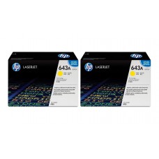 Set Cartuse Toner Original HP (643A) 2x Q5952A Galben, 20000 pagini si stick USB