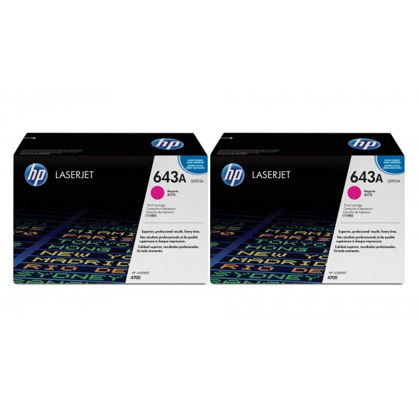 Set Cartuse Toner Original HP (643A) 2x Q5953A Magenta, 20000 pagini si stick USB