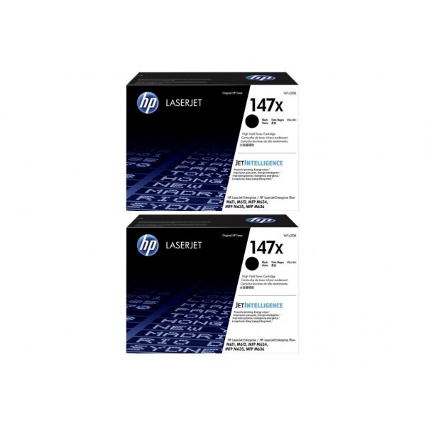 Set Cartuse Toner Original HP (147X) 2x W1470X Negru, 50400 pagini si stick USB