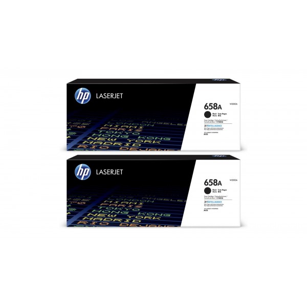 Set Cartuse Toner Original HP (658A) 2x W2000A Negru, 14000 pagini si stick USB