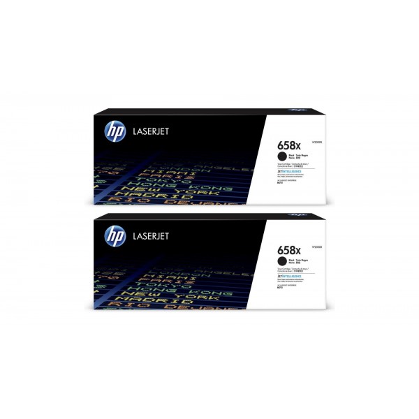 Set Cartuse Toner Original HP (658X) 2x W2000X Negru, 66000 pagini si stick USB