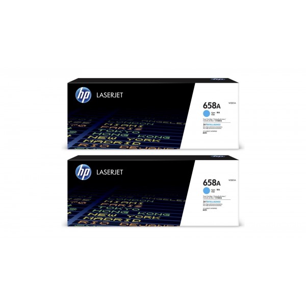 Set Cartuse Toner Original HP (658A) 2x W2001A Cyan, 12000 pagini si stick USB
