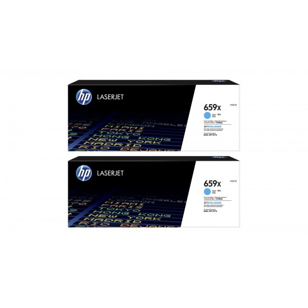 Set Cartuse Toner Original HP (659X) 2x W2011X Cyan, 58000 pagini si stick USB