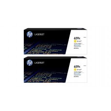 Set Cartuse Toner Original HP (659X) 2x W2012X Galben, 58000 pagini si stick USB