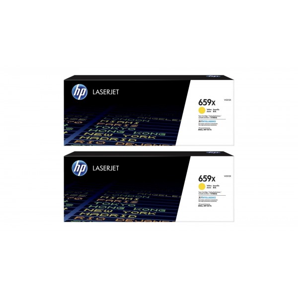 Set Cartuse Toner Original HP (659X) 2x W2012X Galben, 58000 pagini si stick USB