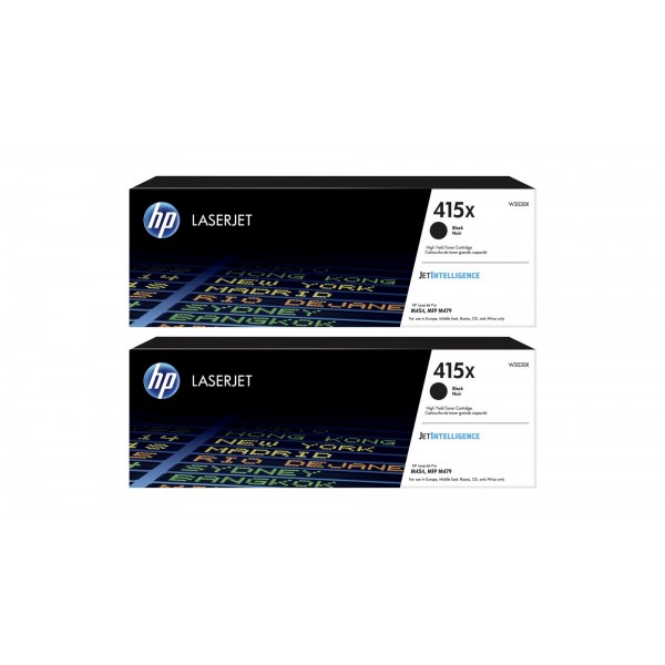 Set Cartuse Toner Original HP (415X) 2x W2030X Negru, 15000 pagini si stick USB