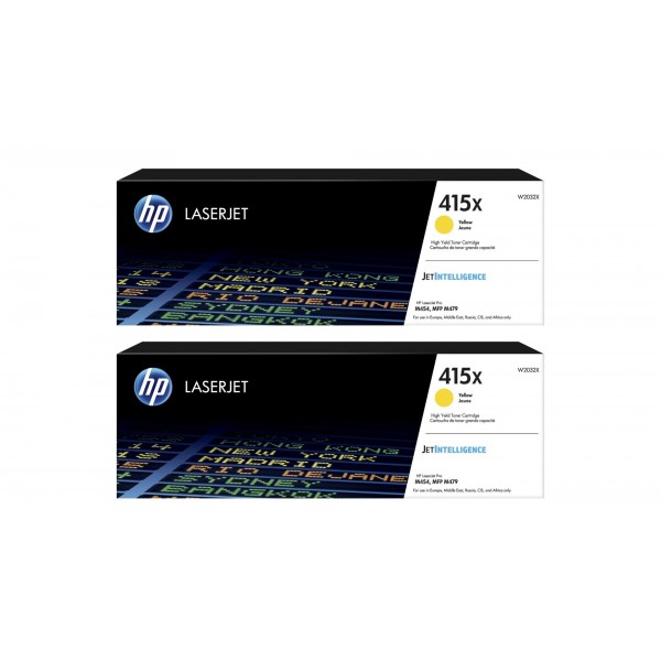 Set Cartuse Toner Original HP (415X) 2x W2032X Galben, 12000 pagini si stick USB