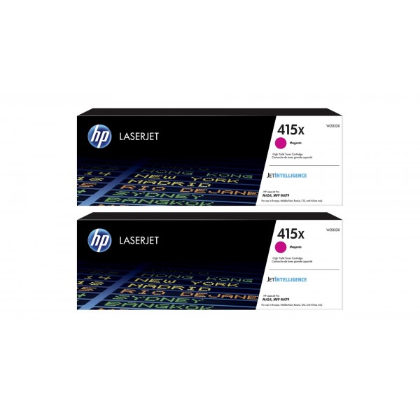 Set Cartuse Toner Original HP (415X) 2x W2033X Magenta, 12000 pagini si stick USB