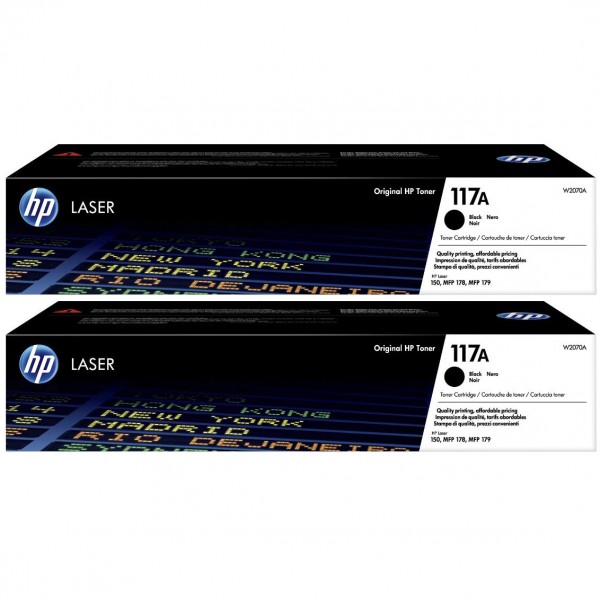 Set Cartuse Toner Original HP (117A) 2x W2070A Negru, 2000 pagini si stick USB