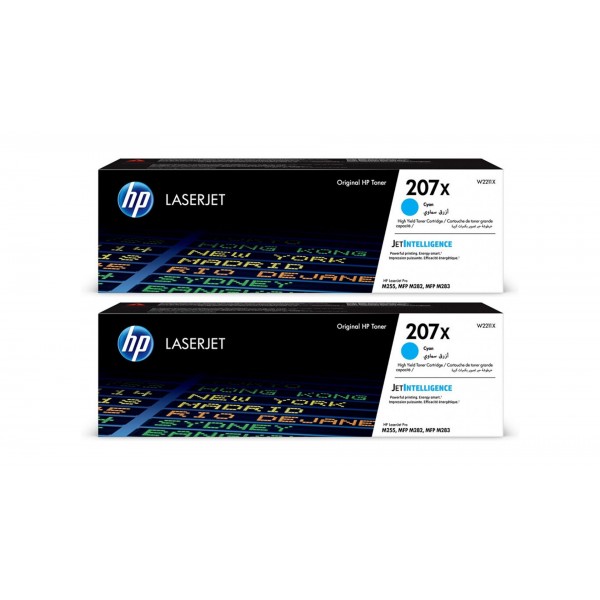 Set Cartuse Toner Original HP (207X) 2x W2211X Cyan, 4900 pagini si stick USB