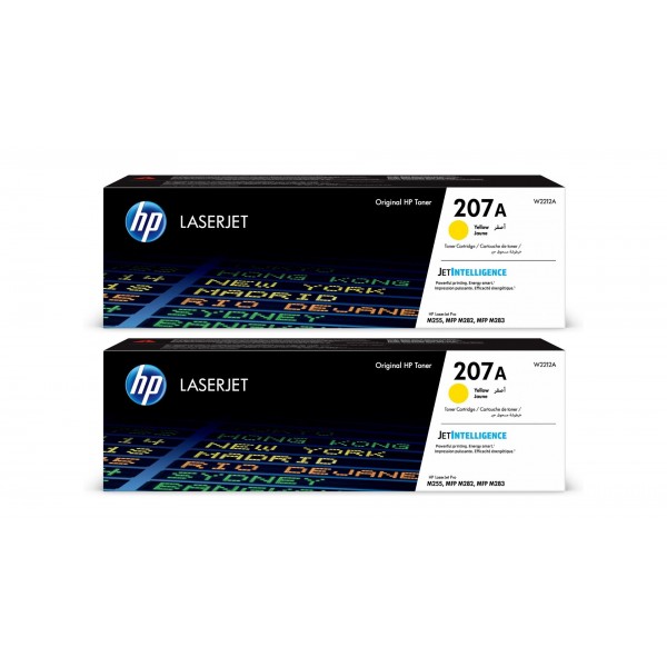 Set Cartuse Toner Original HP (207A) 2x W2212A Galben, 2500 pagini si stick USB