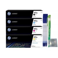 Set Cartuse Toner Original HP 415A 1x W2030A Negru, 1x W2031A Cyan, 1x W2032A Magenta, 1x W2033A Galben cu 4x Pix, 1x Textmarker si CD-R 