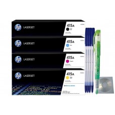 Set Cartuse Toner Original HP 415A 1x W2030A Negru, 1x W2031A Cyan, 1x W2032A Magenta, 1x W2033A Galben cu 4x Pix, 1x Textmarker si CD-R 