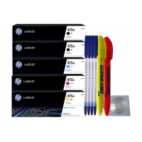Set Cartuse Toner Original HP 415A 2x W2030A Negru, 1x W2031A Cyan, 1x W2032A Magenta, 1x W2033A Galben cu 4x Pix, 2x Textmarker si CD-R