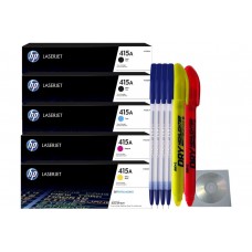 Set Cartuse Toner Original HP 415A 2x W2030A Negru, 1x W2031A Cyan, 1x W2032A Magenta, 1x W2033A Galben cu 4x Pix, 2x Textmarker si CD-R