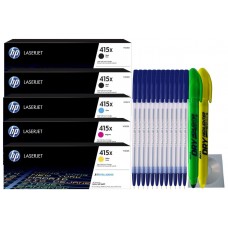 Set Cartuse Toner Original HP 415X 2x W2030X Negru, 1x W2031X Cyan, 1x W2032X Magenta, 1x W2033X Galben cu 12x Pix, 2x Textmarker si CD-R