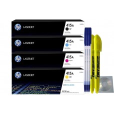 Set Cartuse Toner Original HP 415A 1x W2030A Negru, 1x W2031A Cyan, 1x W2032A Magenta, 1x W2033A Galben cu 3x Pix, 2x Textmarker si 1x CD-R