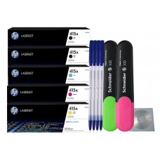 Set Cartuse Toner Original HP 415A 2x W2030A Negru, 1x W2031A Cyan, 1x W2032A Magenta, 1x W2033A Galben cu 4x Pix, 2x Textmarker si CD-R