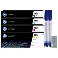 Set Cartuse Toner Original HP 415X 1x W2030X Negru + HP 415A 1x W2031A Cyan + 1x W2032A Magenta + 1x W2033A Galben cu 5x Pix si 5x CD-R