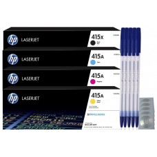 Set Cartuse Toner Original HP 415X 1x W2030X Negru + HP 415A 1x W2031A Cyan + 1x W2032A Magenta + 1x W2033A Galben cu 5x Pix si 5x CD-R