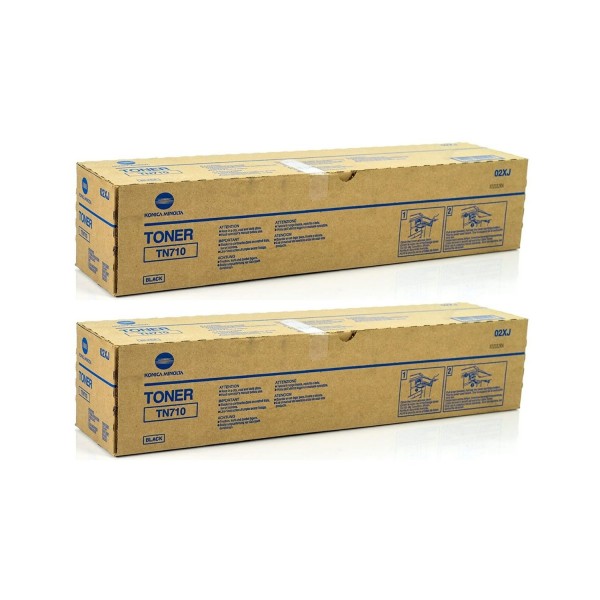 Set Cartuse toner Konica-Minolta Original 2x TN-710 Negru, 110000 pagini si USB Stick