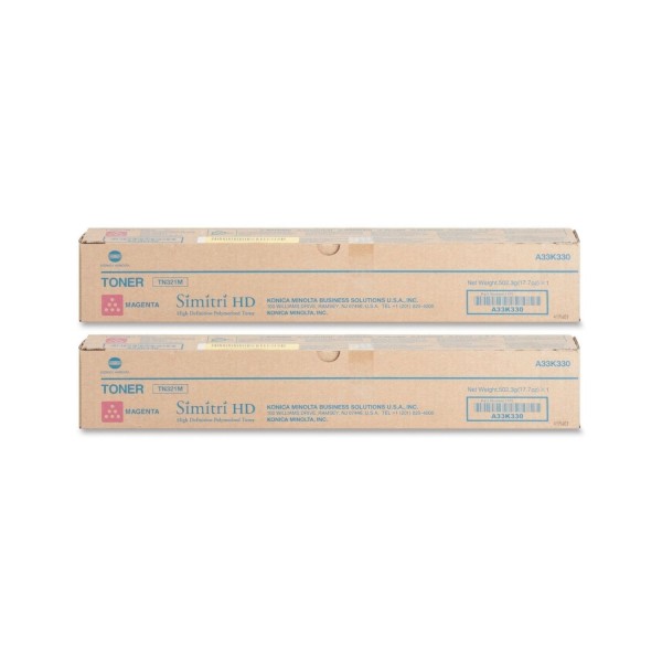 Set Cartuse toner Konica-Minolta Original 2x TN-321M Magenta, 50000 pagini si USB Stick