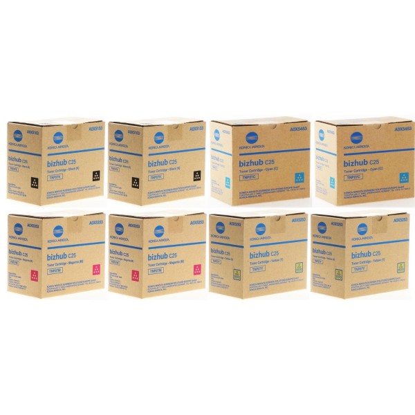 Set Cartuse toner Konica-Minolta Original 2x TNP27K Negru, 2x TNP27C Cyan, 2x TNP27M Magenta, 2x TNP27Y Galben, 37400 pagini si USB Stick