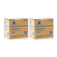 Set Cartuse toner Konica-Minolta Original 2x TNP27C Cyan, 9000 pagini si USB Stick