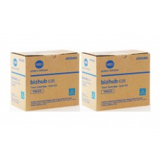 Set Cartuse toner Konica-Minolta Original 2x TNP27C Cyan, 9000 pagini si USB Stick