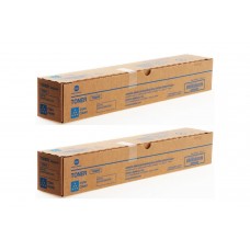 Set Cartuse toner Konica-Minolta Original 2x TN-324C Cyan, 52000 pagini si USB Stick